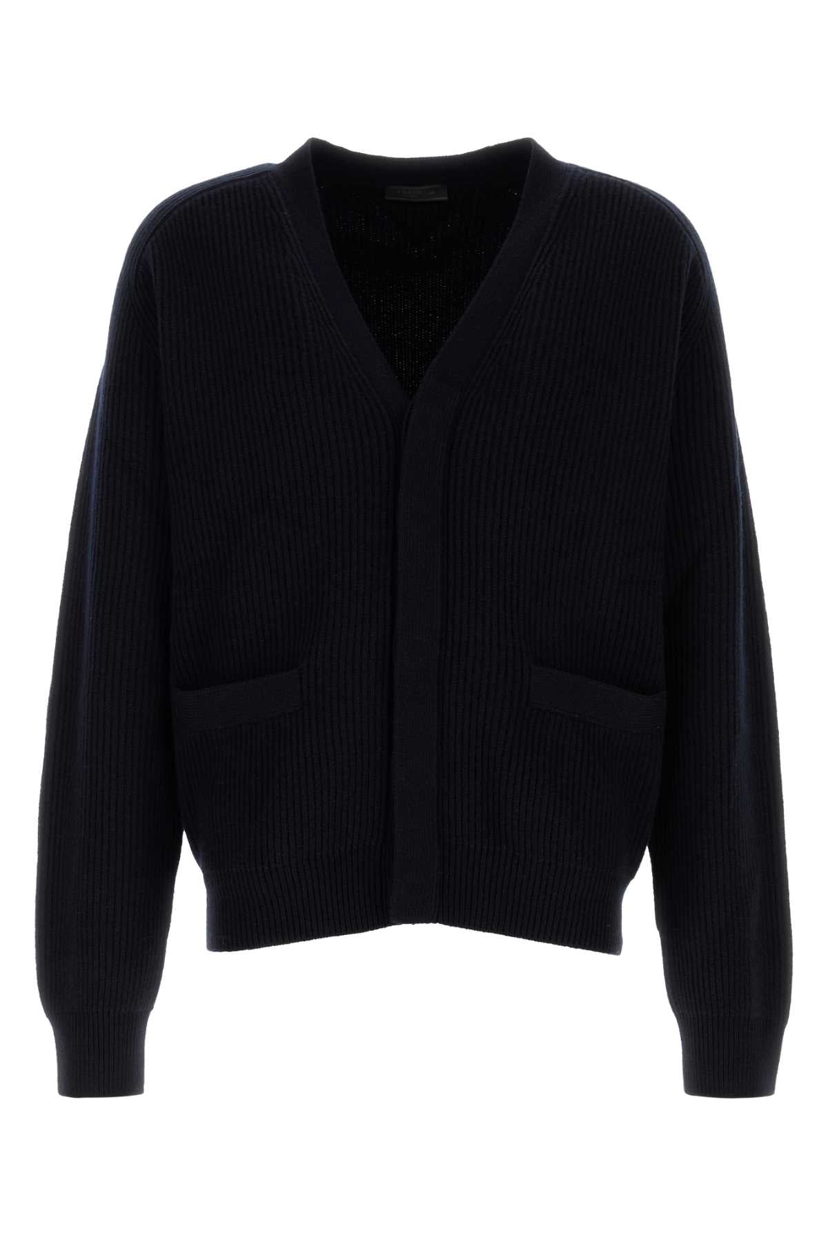 Prada Men's Dark Blue Cashmere Cardigan