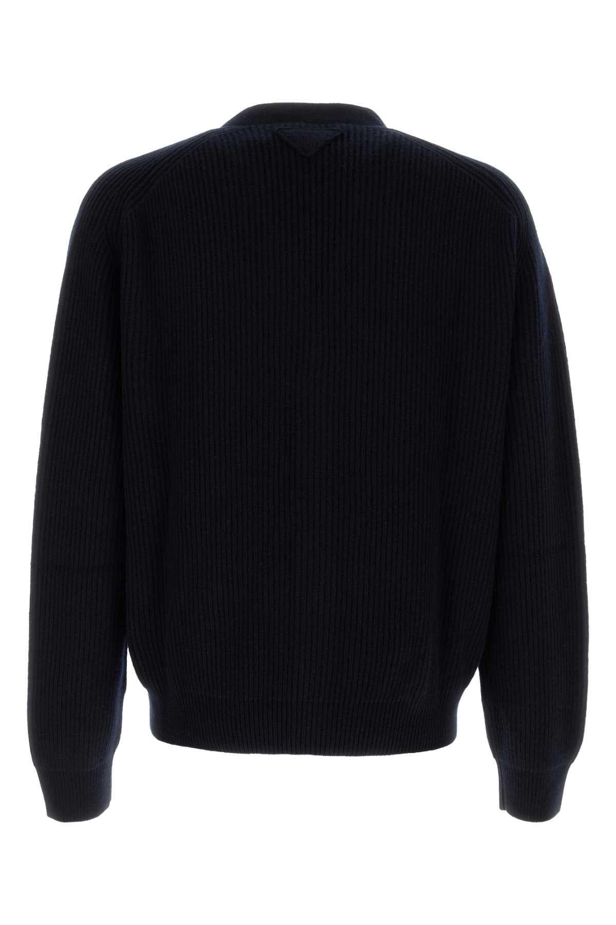 Prada Men's Dark Blue Cashmere Cardigan