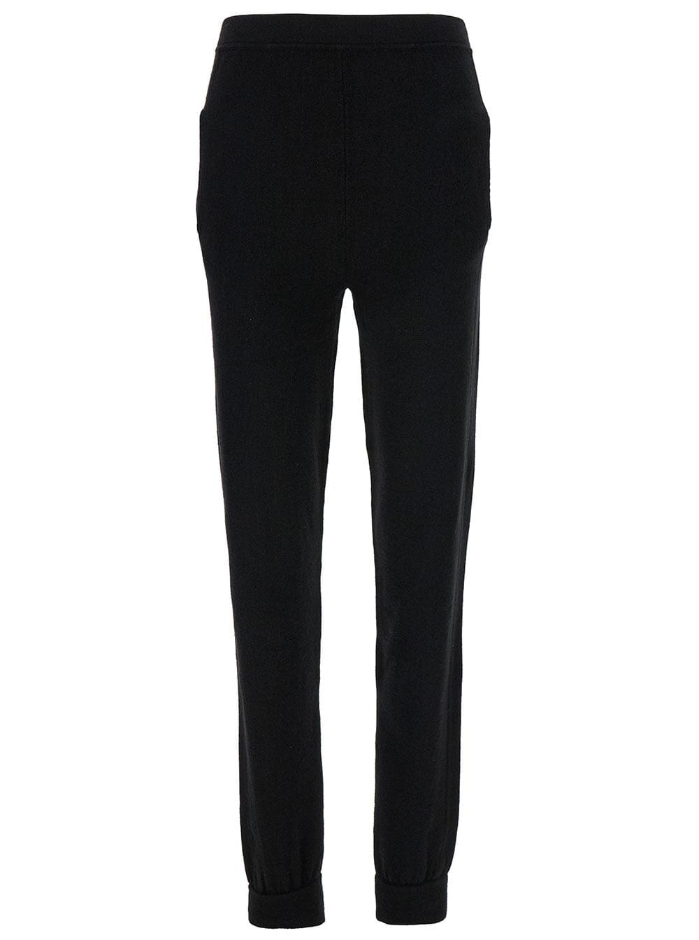 Saint Laurent Women's Black High-Waisted Cashmere Leggings with Pockets
