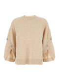 Max Mara Women's 'Ampex' Beige Wool & Cashmere Crewneck Sweater