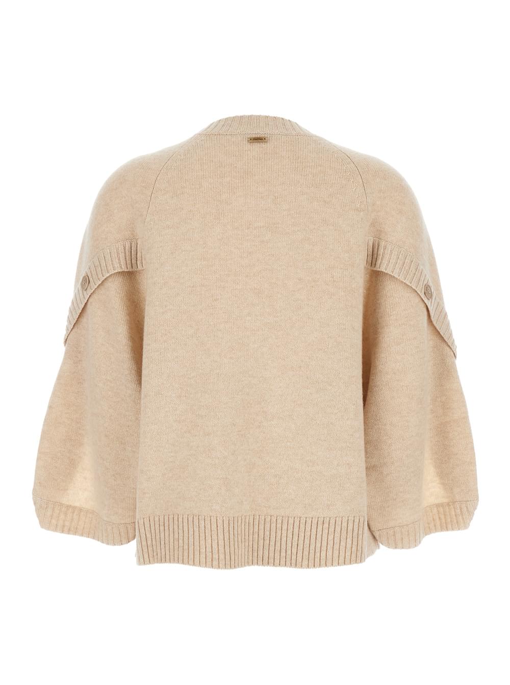 Max Mara Women's 'Ampex' Beige Wool & Cashmere Crewneck Sweater