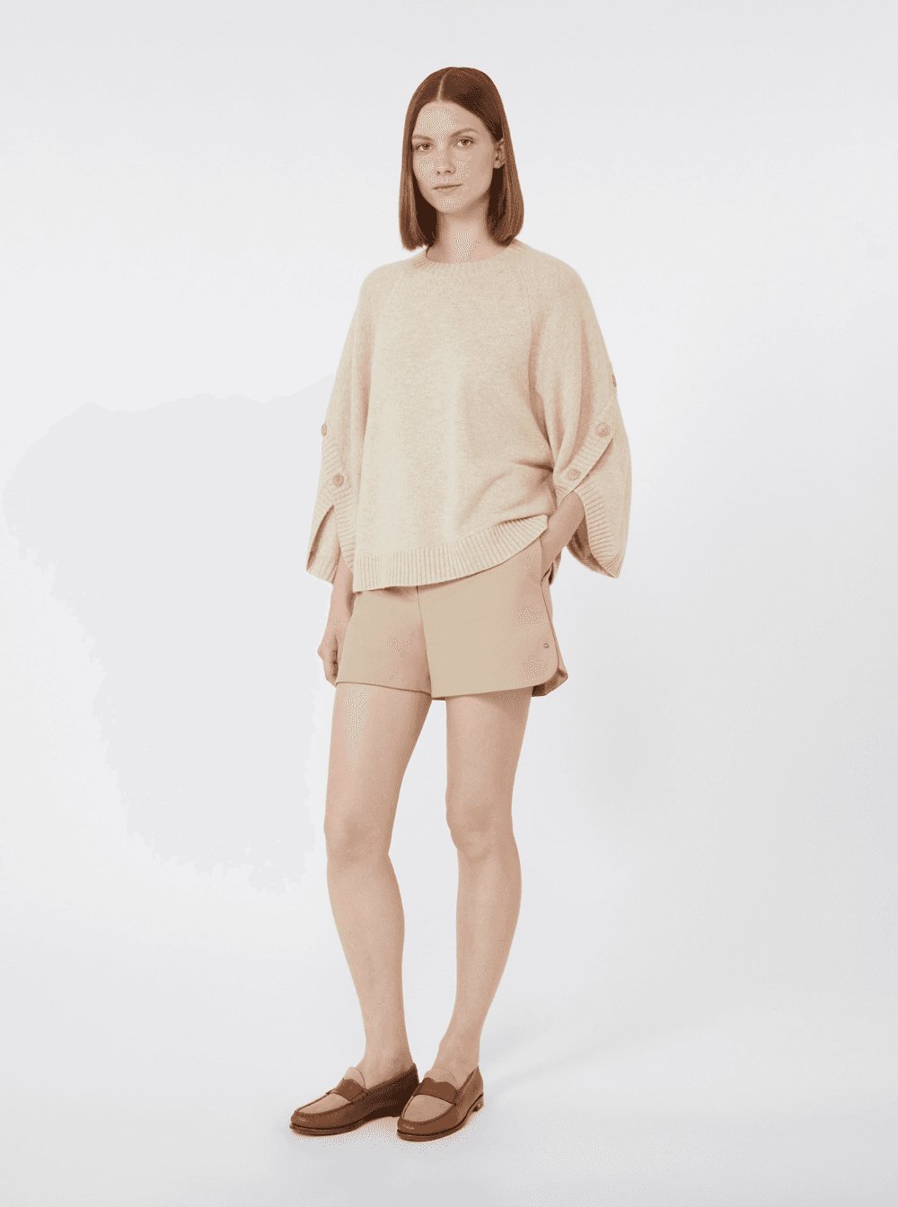 Max Mara Women's 'Ampex' Beige Wool & Cashmere Crewneck Sweater