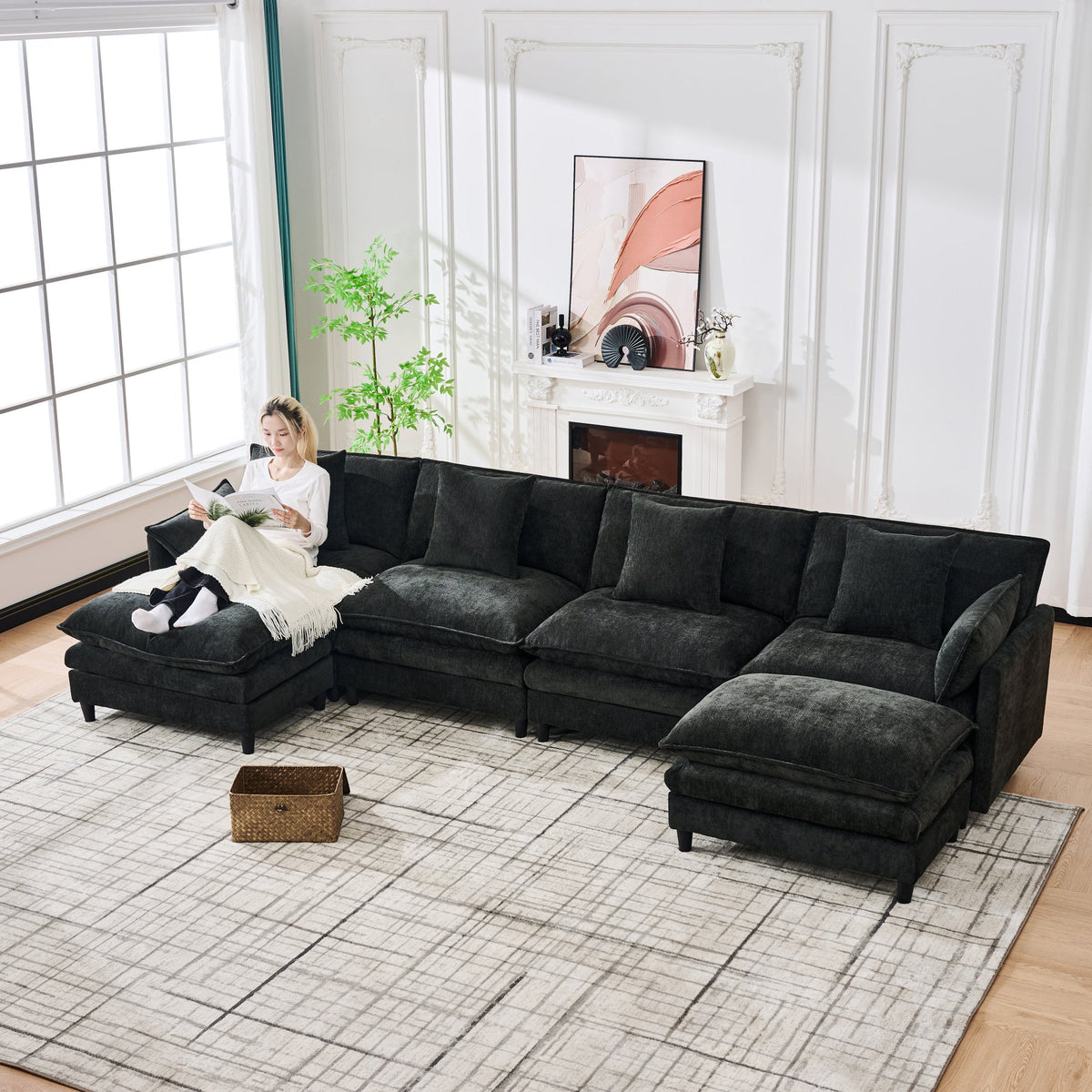 140.9-Inch U-Shaped Modular Sectional Sofa