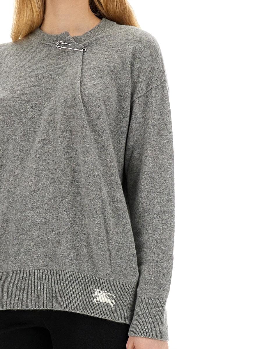 Burberry Women's Cashmere Sweater with Kilt Pin