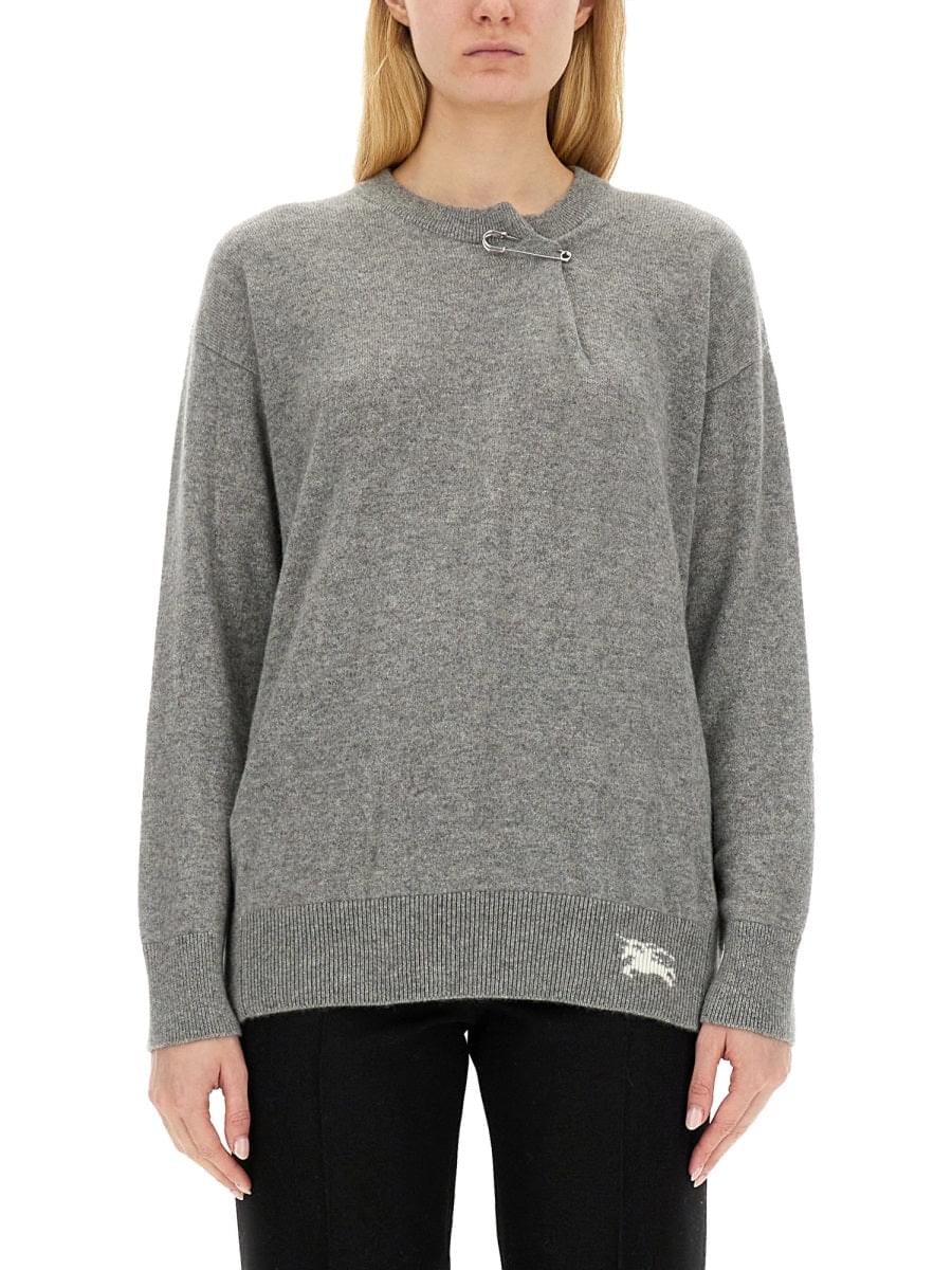Burberry Women's Cashmere Sweater with Kilt Pin