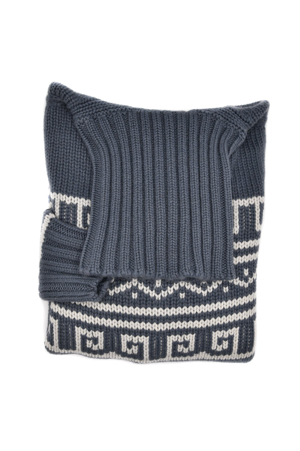 Manrico Cashmere Tribal Pattered Turtleneck Thick Knit Sweater