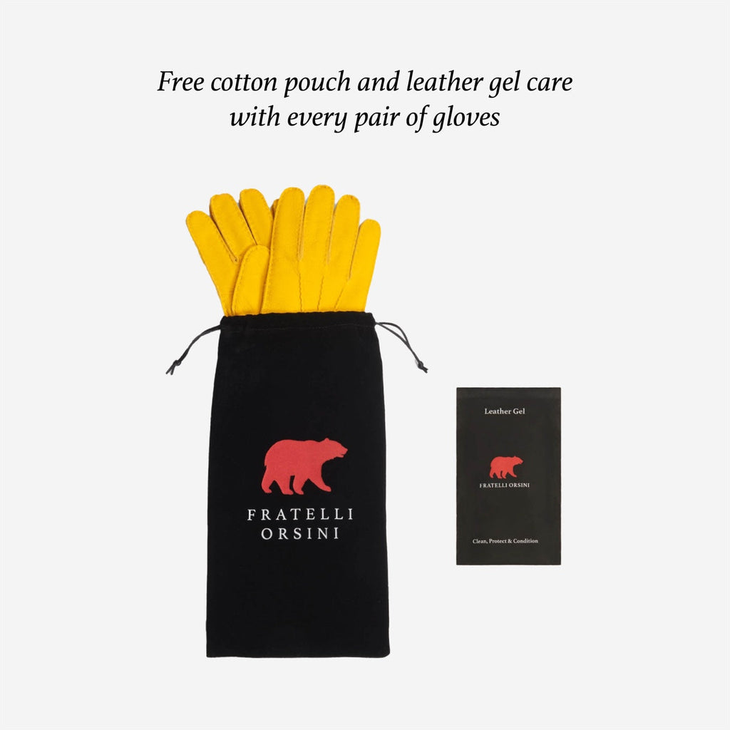 Antonio (yellow) - Luxurious Italian peccary leather gloves with cashmere lining