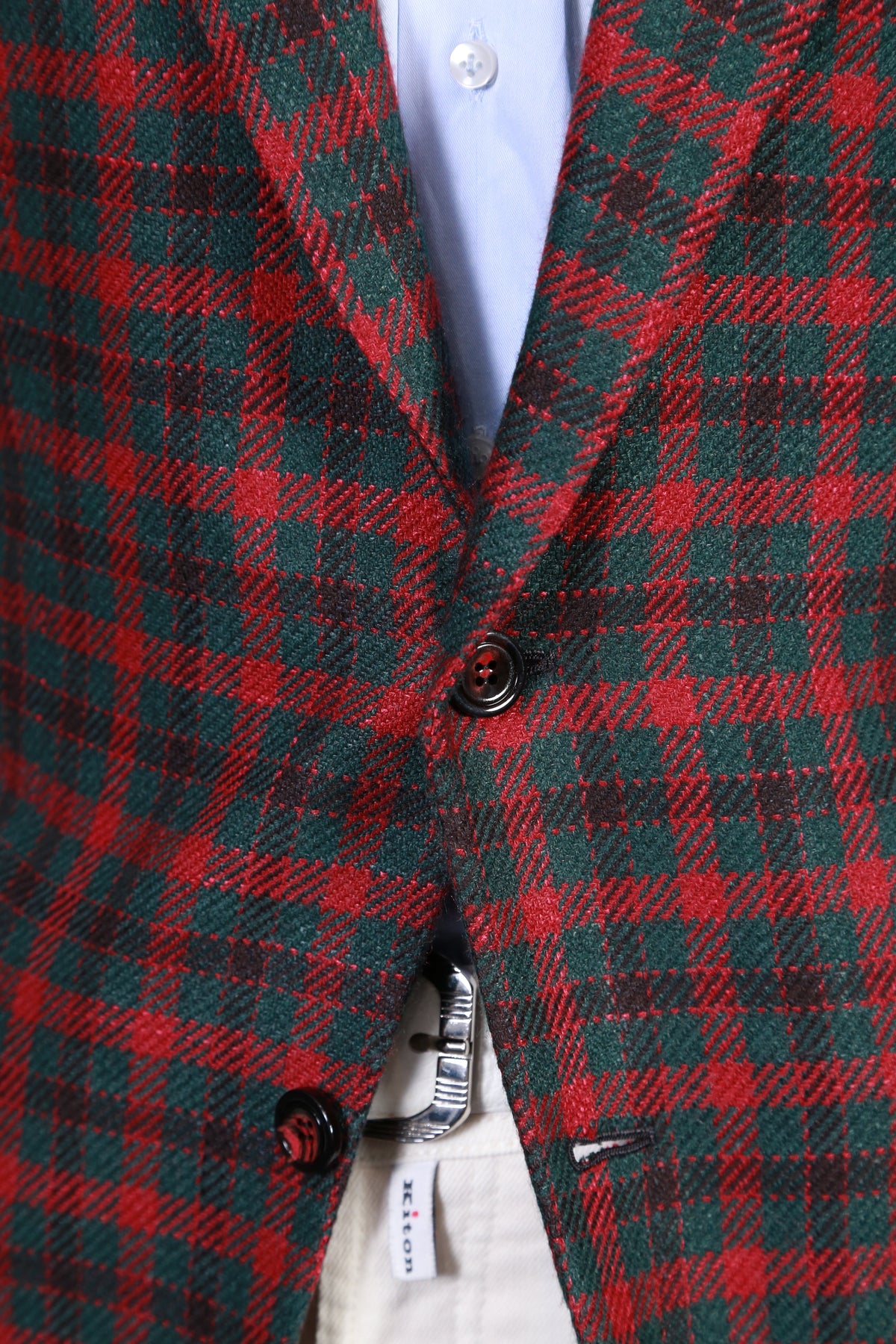 Kiton Checked Cashmere-Silk Sport Jacket