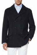 Kiton Windowpane Double Breasted Cashmere-Silk Jacket