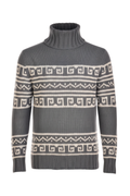 Manrico Cashmere Tribal Pattered Turtleneck Thick Knit Sweater