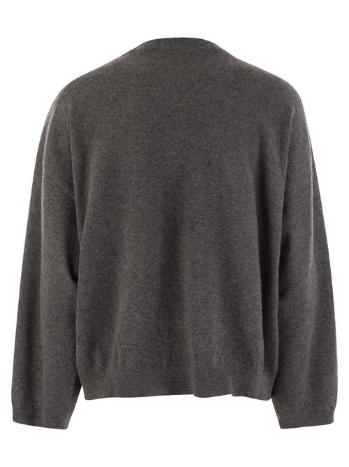 Brunello Cucinelli Women's Cashmere Sweater with Breast Pocket & Jewel Necklace