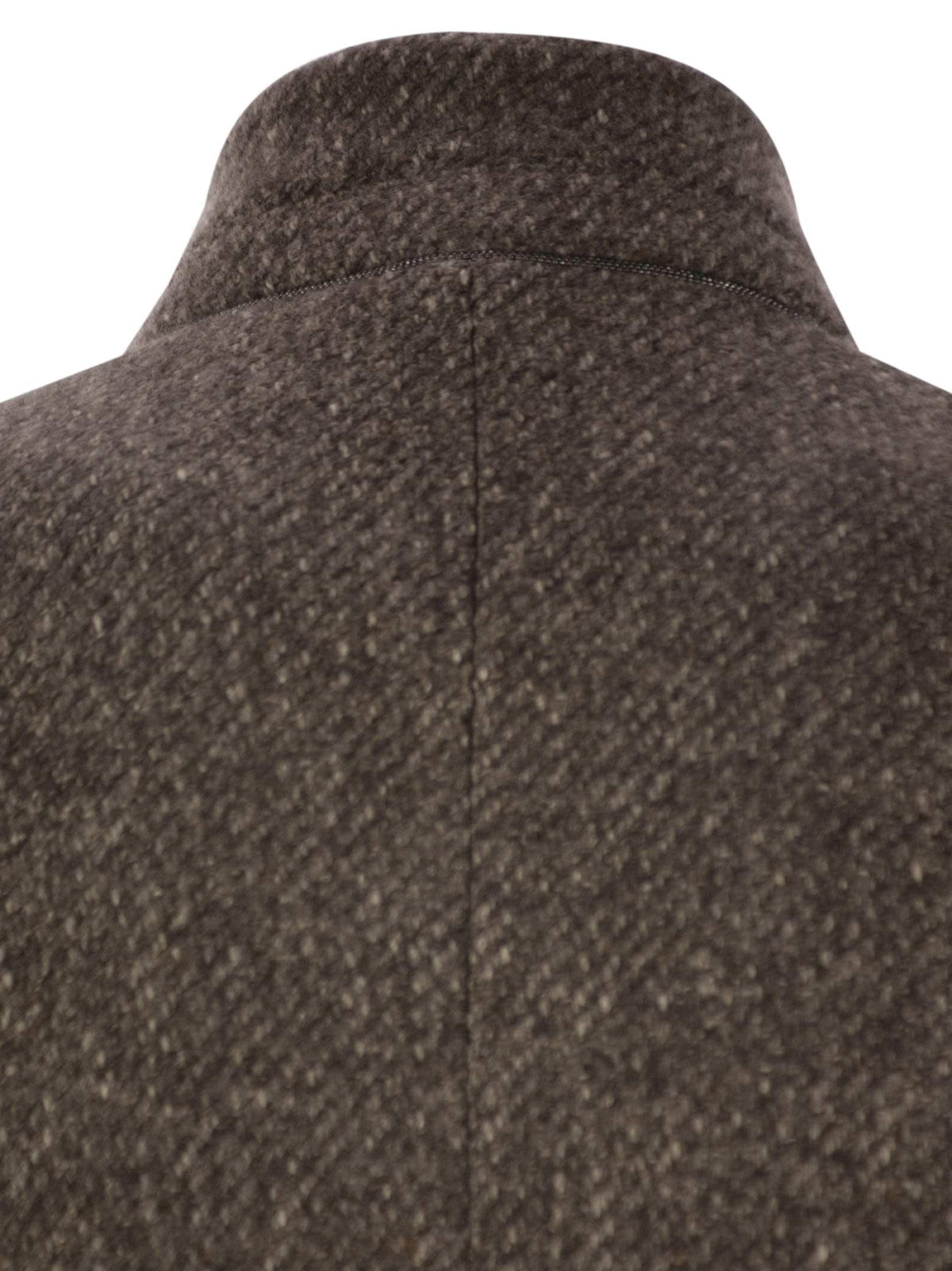 Brunello Cucinelli Women's Wool & Cashmere Diagonal Mélange Coat with Belt & Jewel