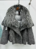 Womens Down Jacket With A Luxurious Cashmere Fur And Raccoon-Fur Collar