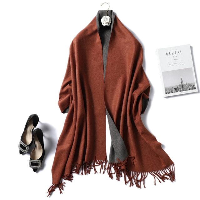 New Fashion Winter Soft Thick Warm Colorful Cashmere Scarf Elegant Escharpe Shawls Scarf Shawls Wraps Lightweight Lady Solid Scarves Fashion Tassels Blanket For Women