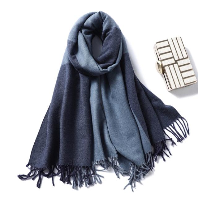 New Fashion Winter Soft Thick Warm Colorful Cashmere Scarf Elegant Escharpe Shawls Scarf Shawls Wraps Lightweight Lady Solid Scarves Fashion Tassels Blanket For Women