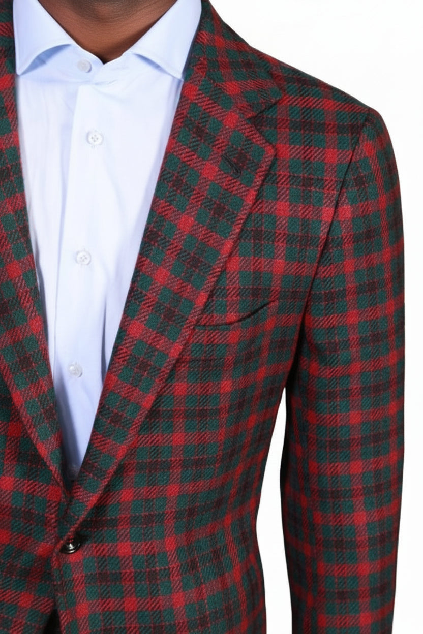 Kiton Checked Cashmere-Silk Sport Jacket