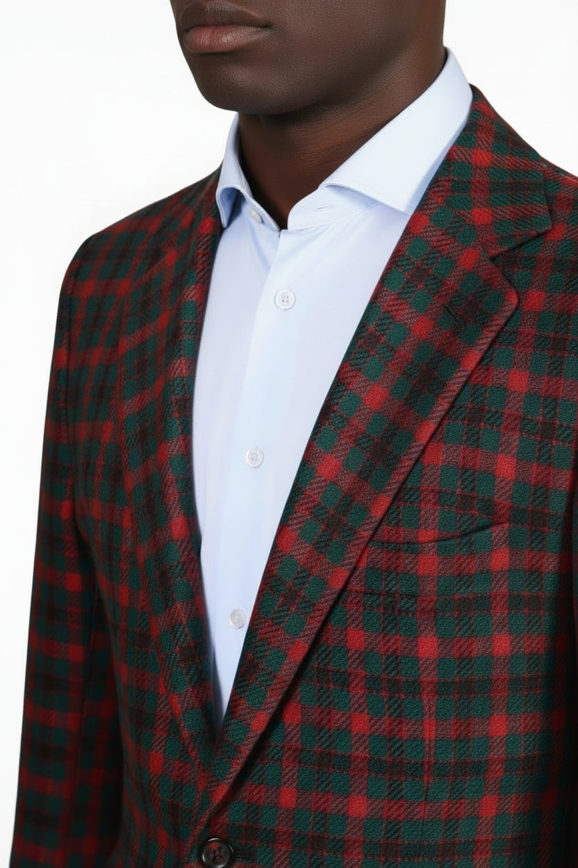 Kiton Checked Cashmere-Silk Sport Jacket
