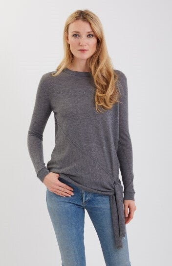 Cashmere Crew Neck With Tie Hem  #191709